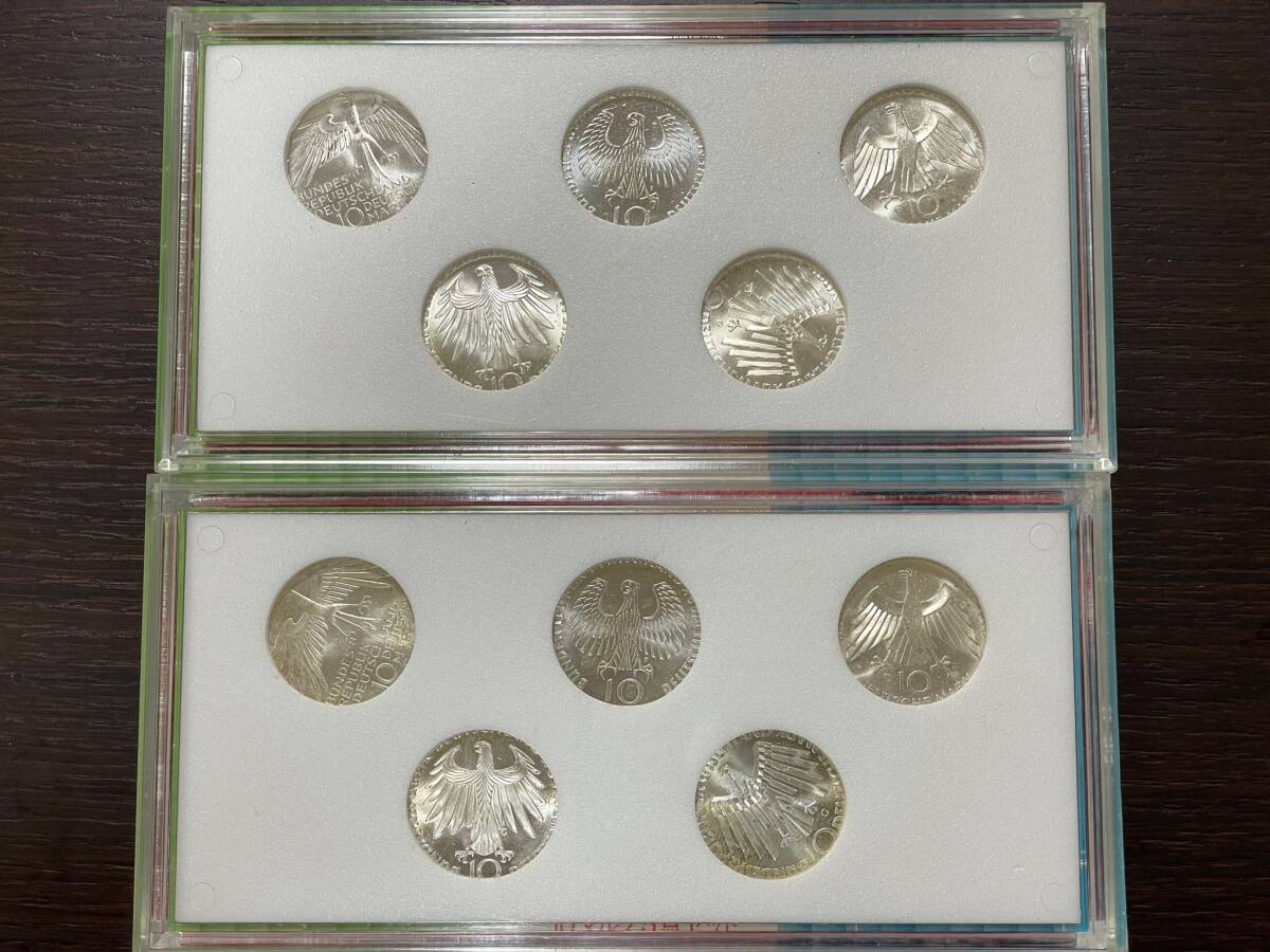 #46 2点まとめ 1972年ミュンヘンオリンピック 記念銀貨 10マルク 5点セット ケース付 ドイツ連邦政府発行 銀貨 コレクションの画像4