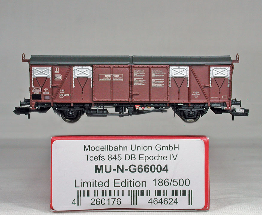 MODELLBAHN-UNION #MU-N-G66004 ＤＢ（旧西ドイツ国鉄） Ｔｃｅｆｓ８４５ フェリー対応有蓋車（レッドブラウン）