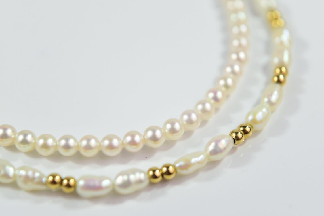 新作モデル  Ｎ183　美品　真珠　Ｋ１８　二点纏めネックレス　１２ｇ その他