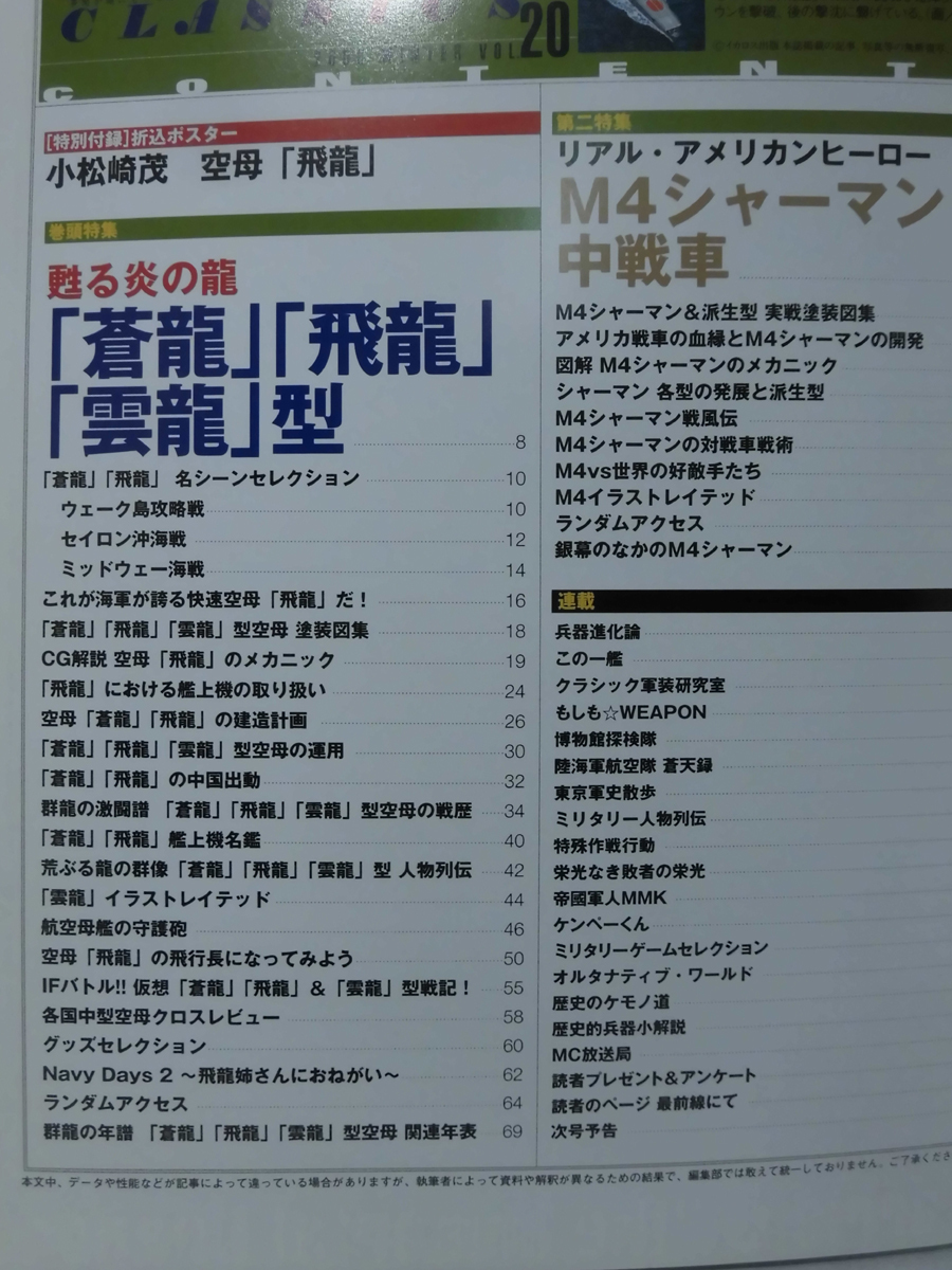 ミリタリー・クラシックスNo.20 2008年冬号 空母「蒼龍」」「飛龍」「雲龍」/M4シャーマン中戦車[1]A5045の画像2