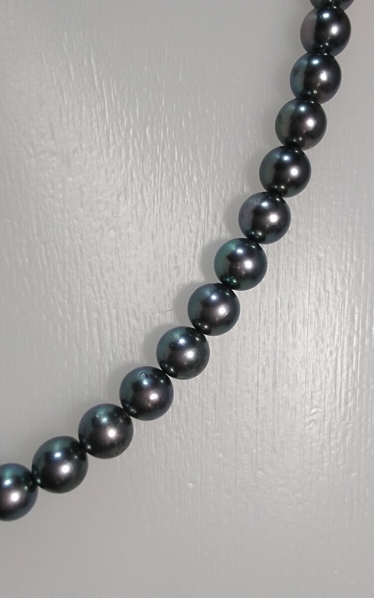 SVアコヤ真珠(セミブラックカラー)ネックレス！7~7.2mm珠。窪み珠有り。_画像4