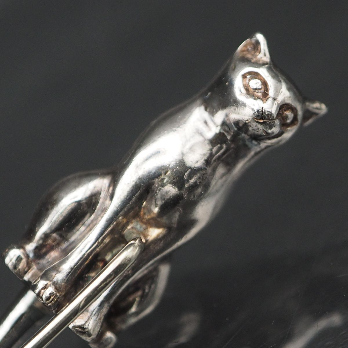 T074 4*Cyondosi- pin brooch cat cat animal design silver laperu pin 