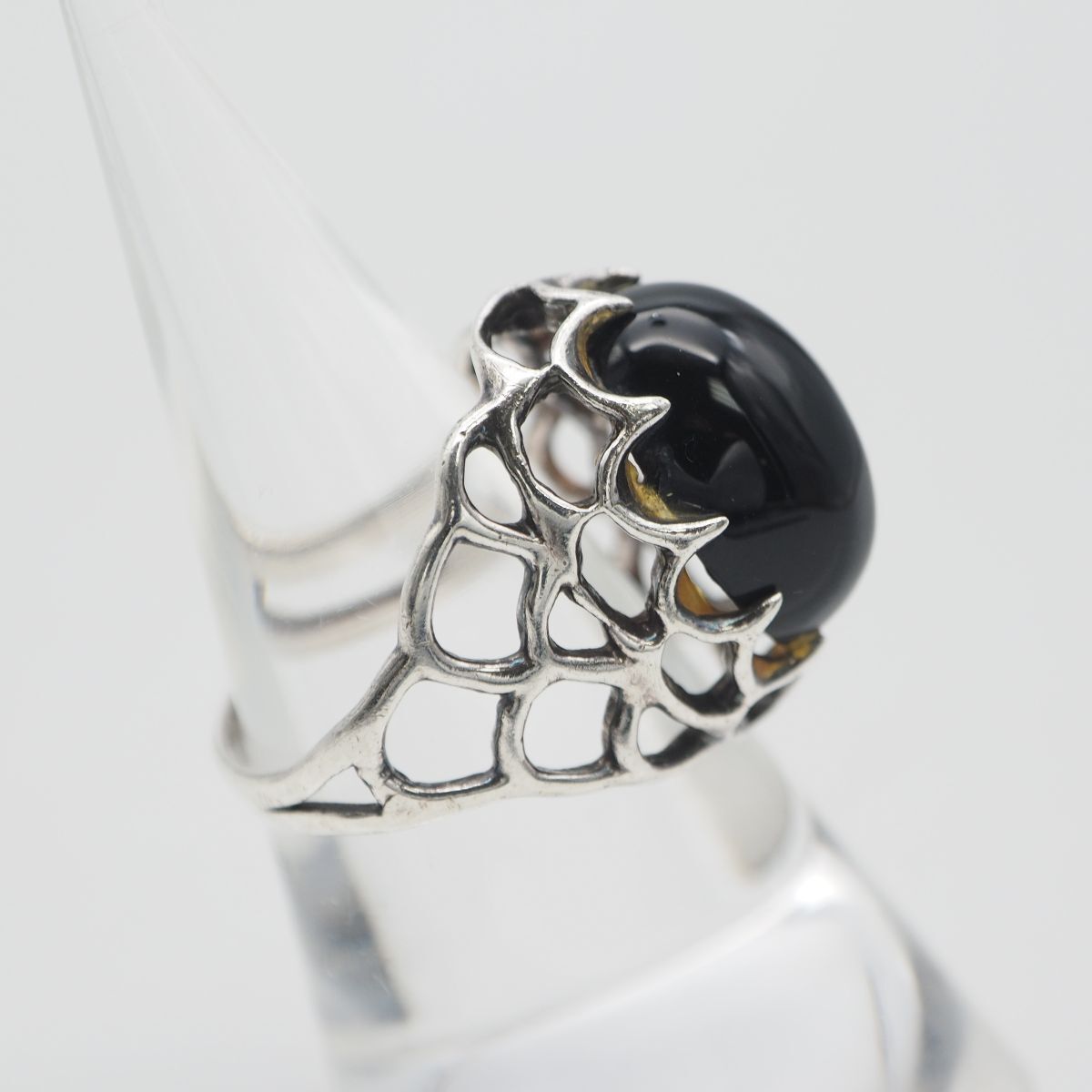 T006 オニキス リング デザイン シルバー 指輪 ヴィンテージ 14号_画像3