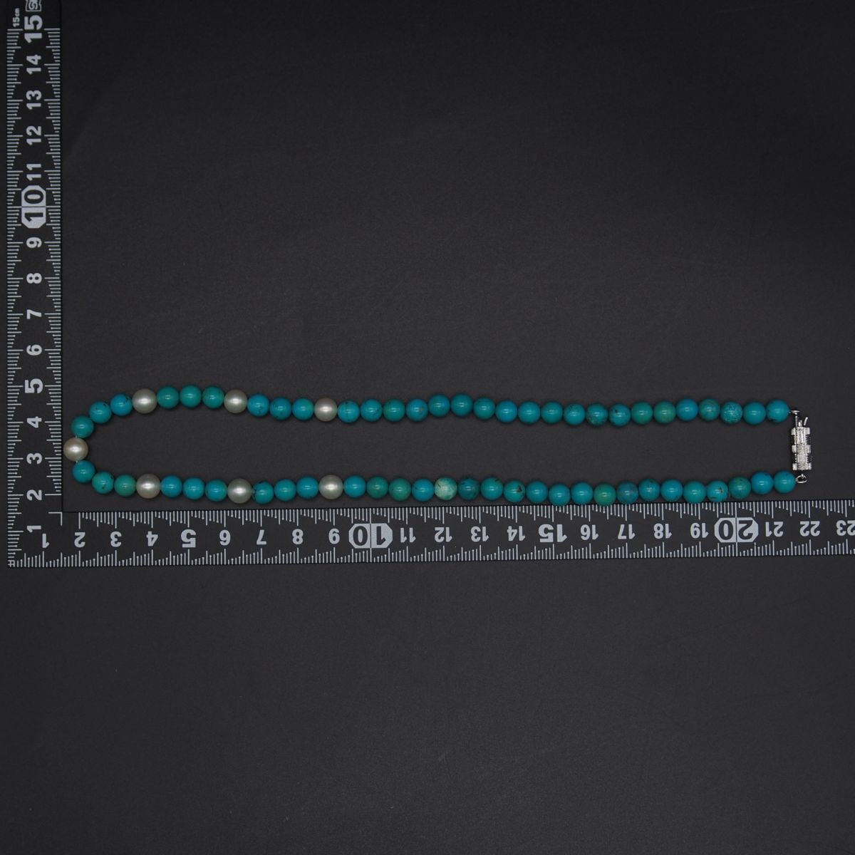 N981 ターコイズ トルコ石 淡水真珠 パール ネックレス デザイン シルバー 6月 12月誕生石_画像10