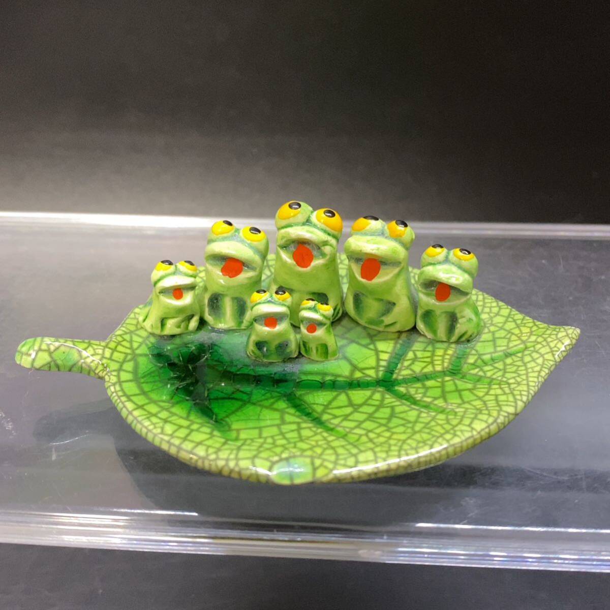 ミニ カエル かえる 蛙 置物 飾り 万兵作 ふる里民芸品 陶器 縁起物_画像1