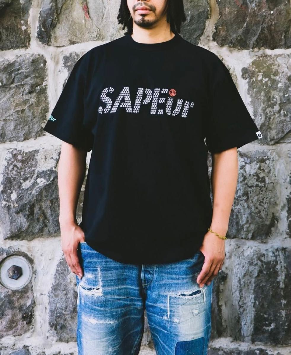 SAPEur × MASATOSHI HAMADA 印鑑LOGO S/S TEE ブラック サプール 浜田雅功 Tシャツ