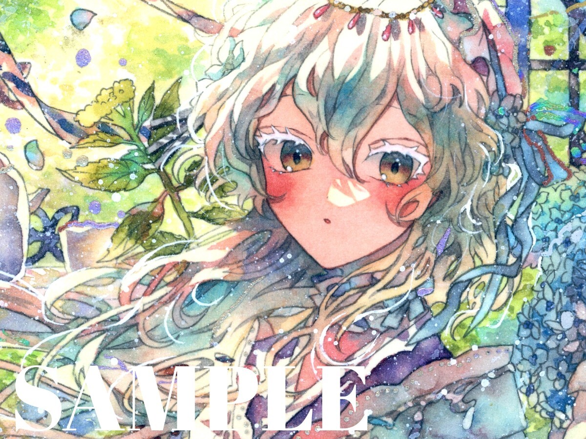 オリジナル 手描きイラスト 女の子 「紫陽花姫の休日」 A4サイズ オリジナル 手描きイラスト 女の子 「紫陽花姫の休日」 A4サイズ