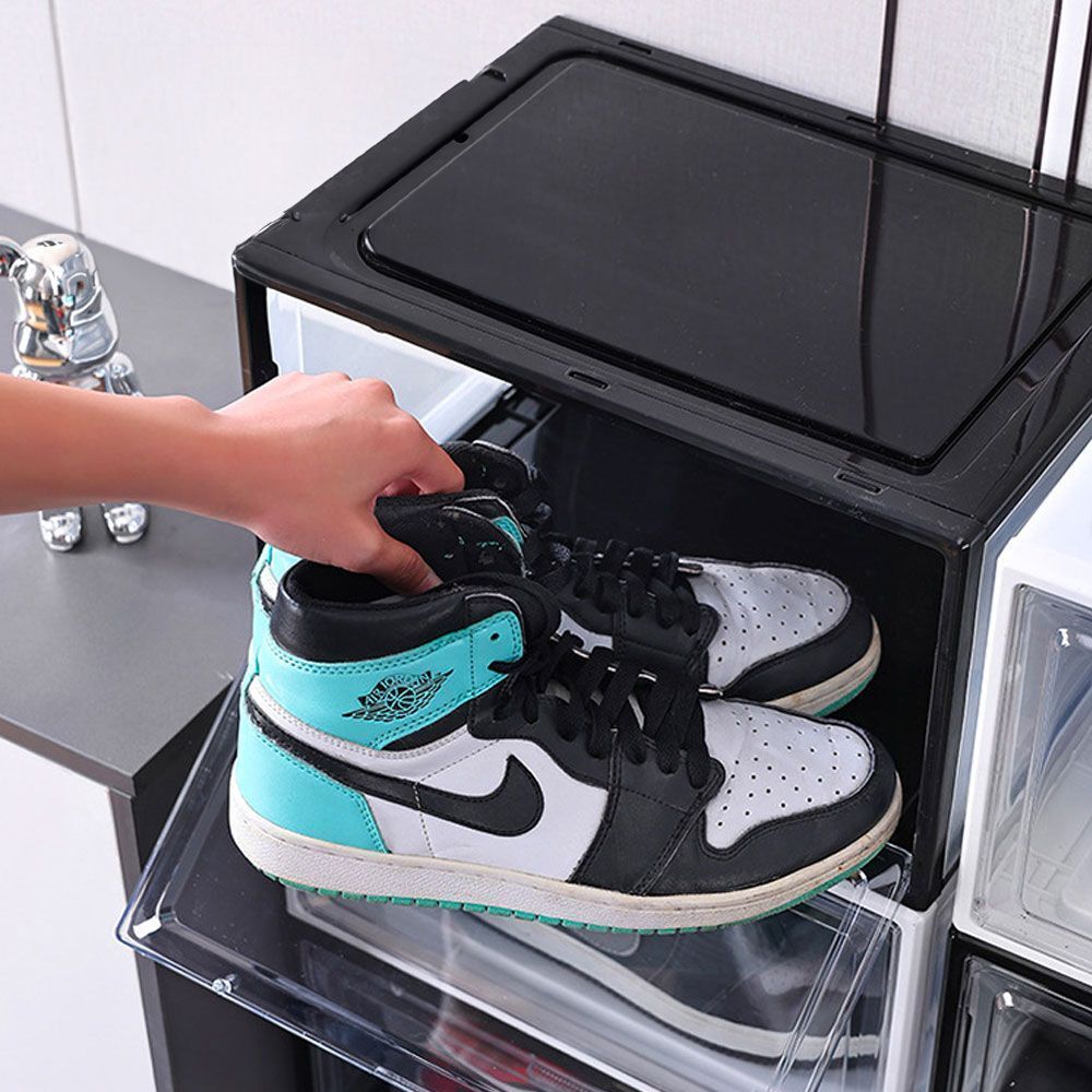  shoes box black black clear transparent 4 piece set shoes case shoe rack shoes box shoes box shoes box storage sneakers entranceway 