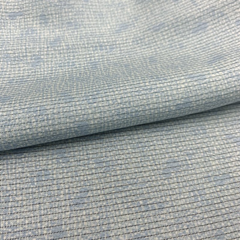 〇きものマーチ〇夏物 両面染 小紋 絽 水色 居敷当て付き そめの 〇きものマーチ〇夏物 両面染 小紋 絽 水色 居敷当て付き そめの