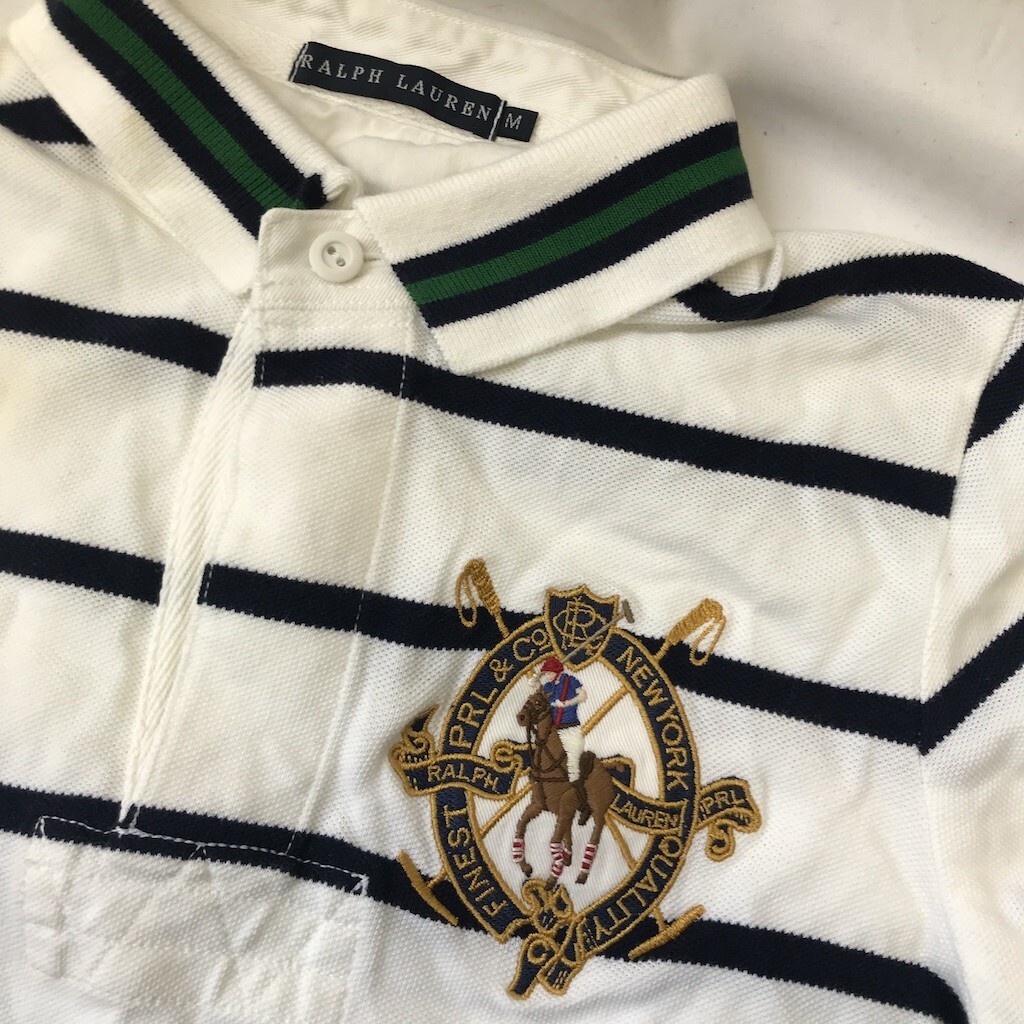 RALPH LAUREN ラルフローレン ポロシャツ Mサイズ ボーダー マリン レディース YY0432-24_画像2