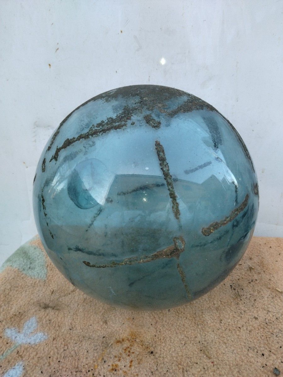 ガラス玉 浮き玉 ビン玉 直径約29cm レトロ 気泡入り GG