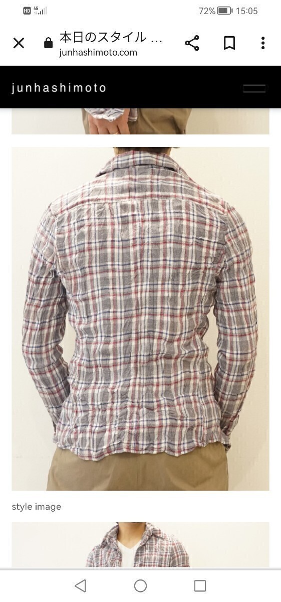 【タグ付き】ジュンハシモト　ジュラルミンボタン　長袖シャツ　サイズ3　未使用に近い　レッド_画像3