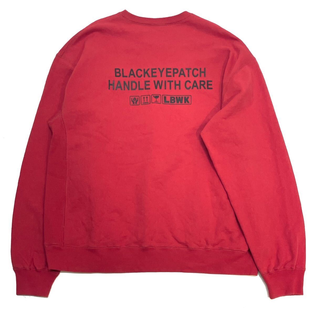 正規品 THE BLACK EYE PATCH × LBWK LAMBO CREW SWEAT ブラック アイ パッチ ランボ スウェット クルーネック トレーナー XL レッド_画像4