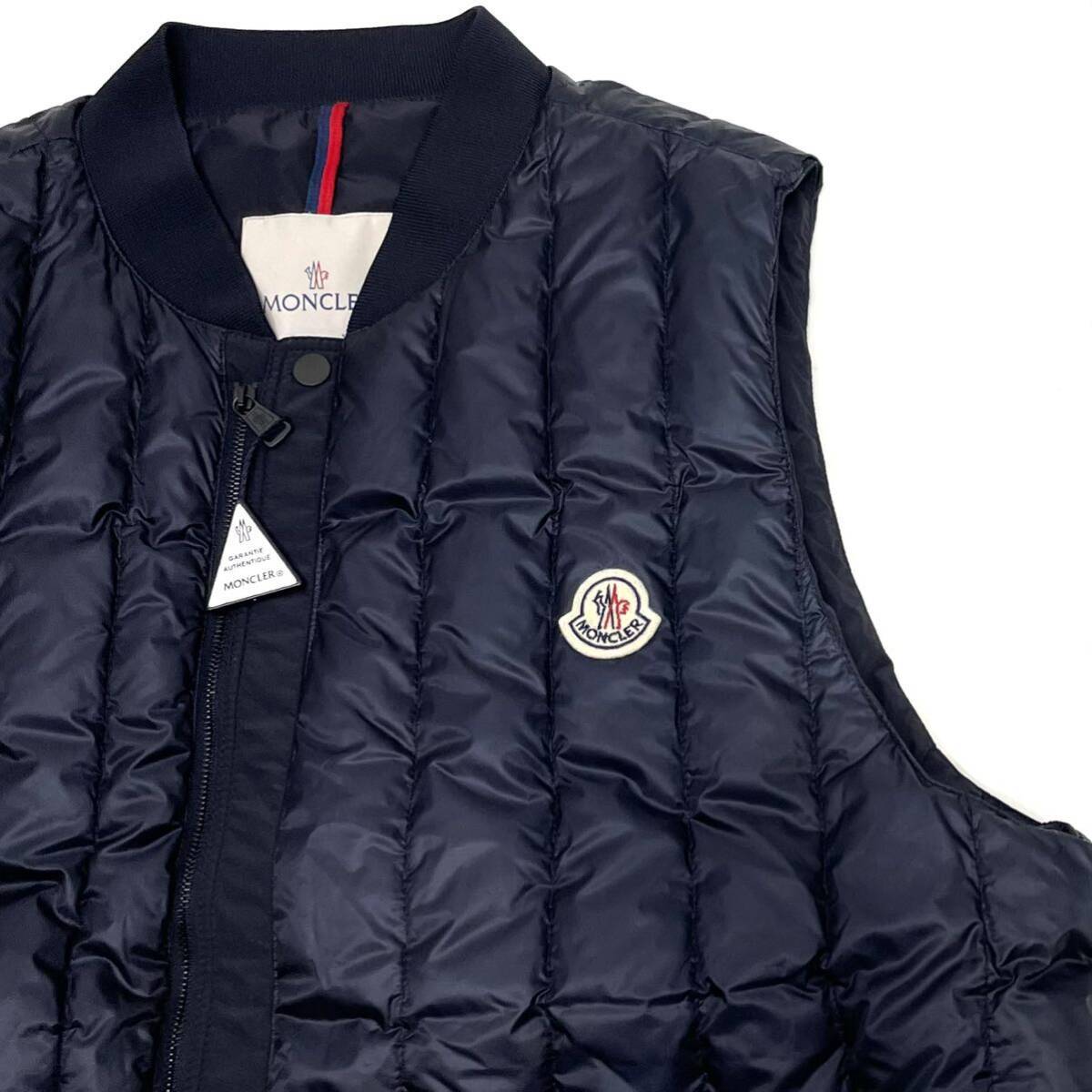 新品保管品 MONCLER モンクレール DOUBS GILET ダブル ナイロン ダウンベスト ジレ ライトアウター ロゴワッペン 6 ネイビー 正規品_画像7