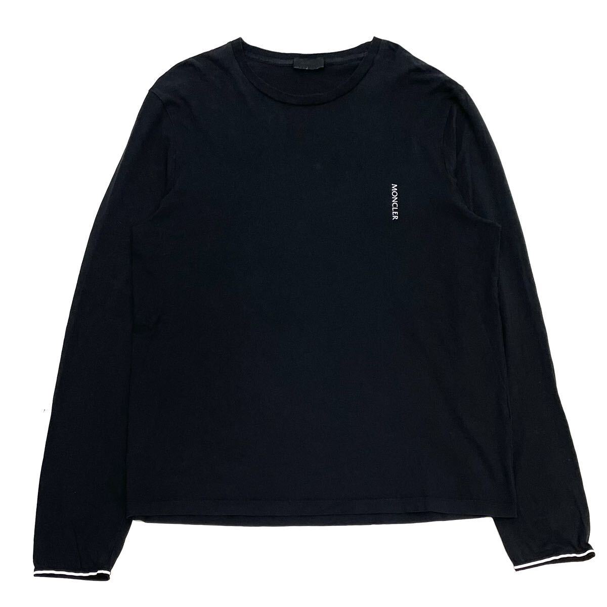 国内正規品 MONCLER モンクレール 21ss MAGLIA L/S One Point T-shirt 長袖コットン ワンポイント ロゴ Tシャツ ロンT 黒タグ M ブラック_画像4