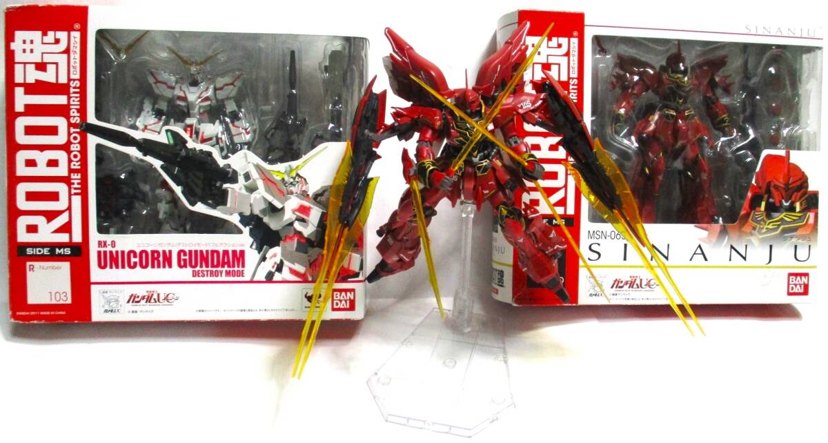 ROBOT魂 MSN-06S シナンジュ R-Number 079 2体 自作リアルマーキング RX-0 ユニコーンガンダム (デストロイモード) フルアクションver. _画像6