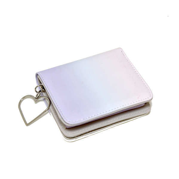 新品 コンパクトウォレット 猫 ネコ 財布 パープル 紫 白 かわいい ラウンドファスナー レザー 未使用 レディース ハート