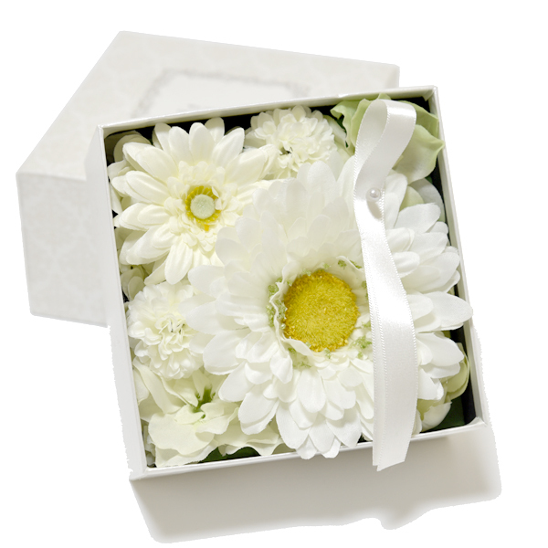 ボックスフラワー ホワイト 造花 結婚式 装飾 結婚祝い 箱入り グリーン ギフト 母の日 枯れない インテリア