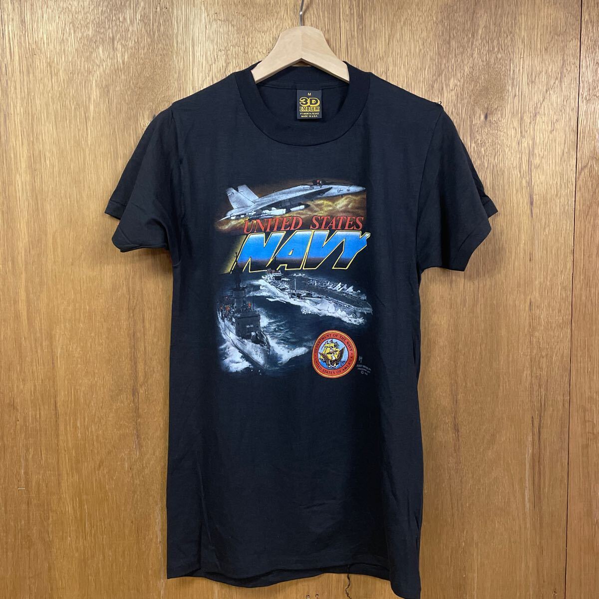 美品 1987 Vintage USA製 3D EMBLEM UNITED STATES NAVY tシャツ M_画像1