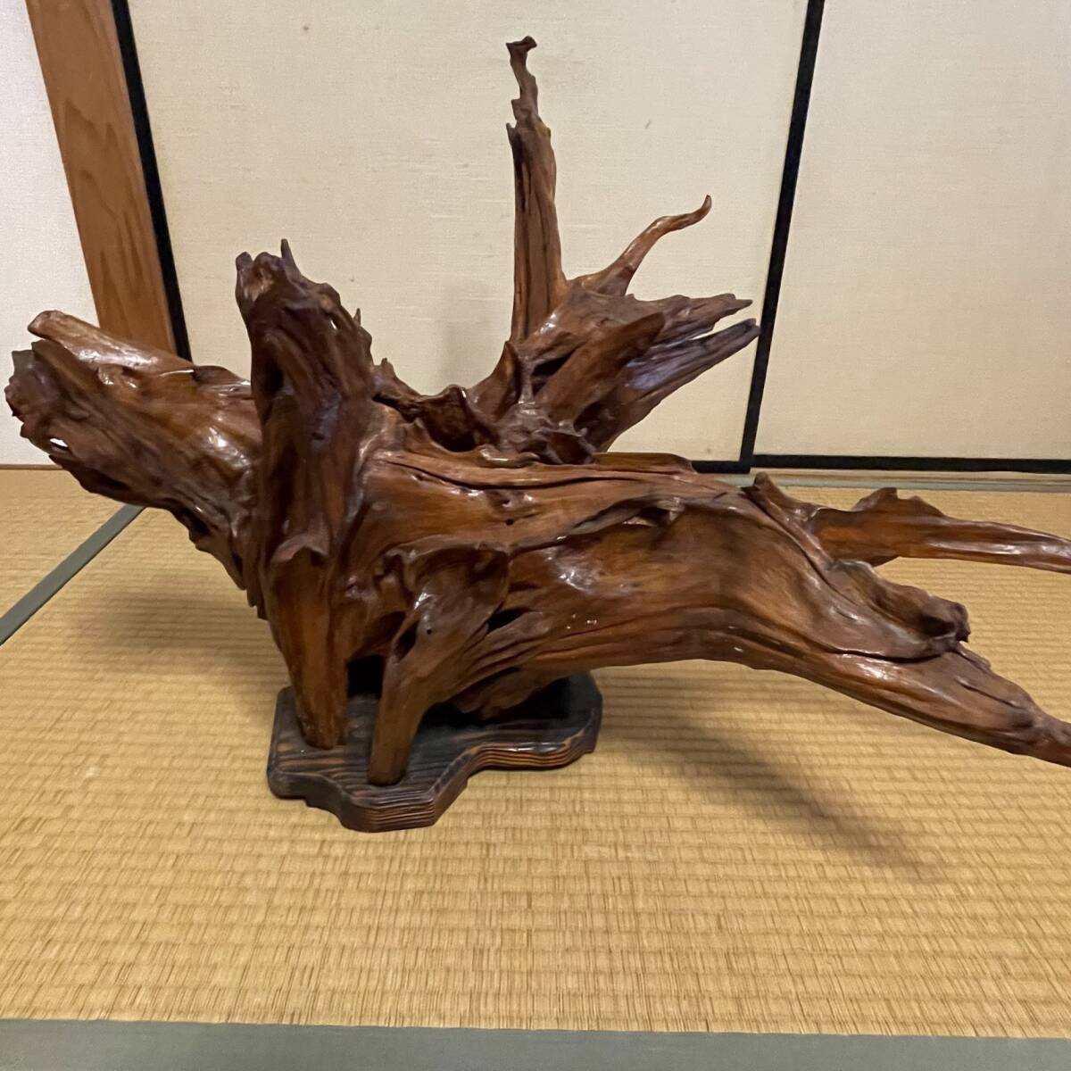 天然木の置物(台座付き)床の間飾り(和室) オブジェ 天然木の置物(台座付き)床の間飾り(和室) オブジェ