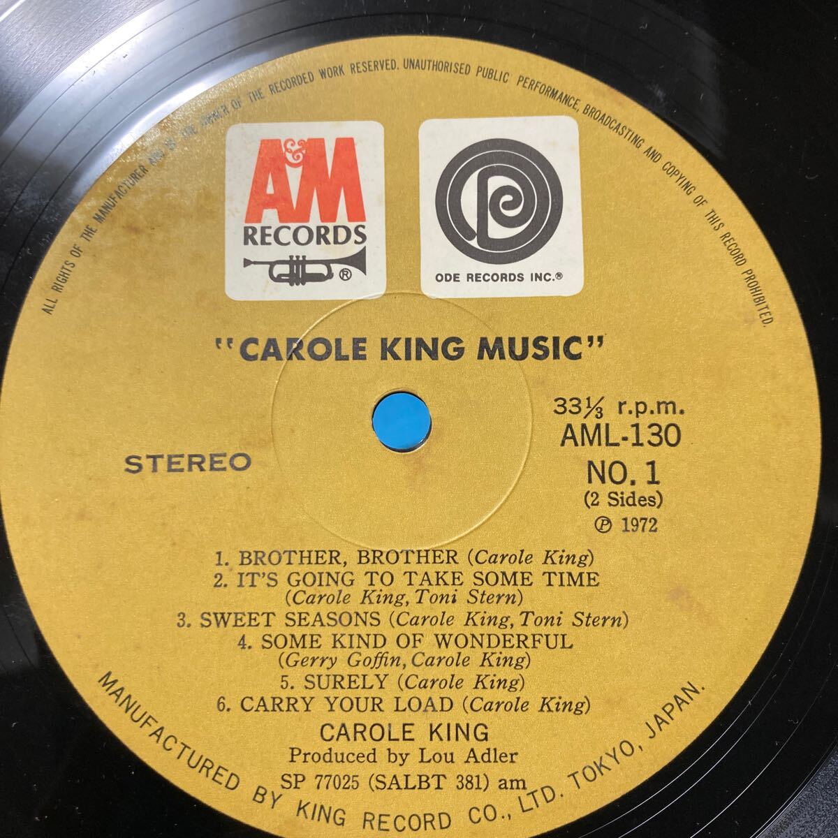 Carole King 【Music】LP 国内盤 A&M Records AML-130 キャロルキング 1971 Rock _画像4