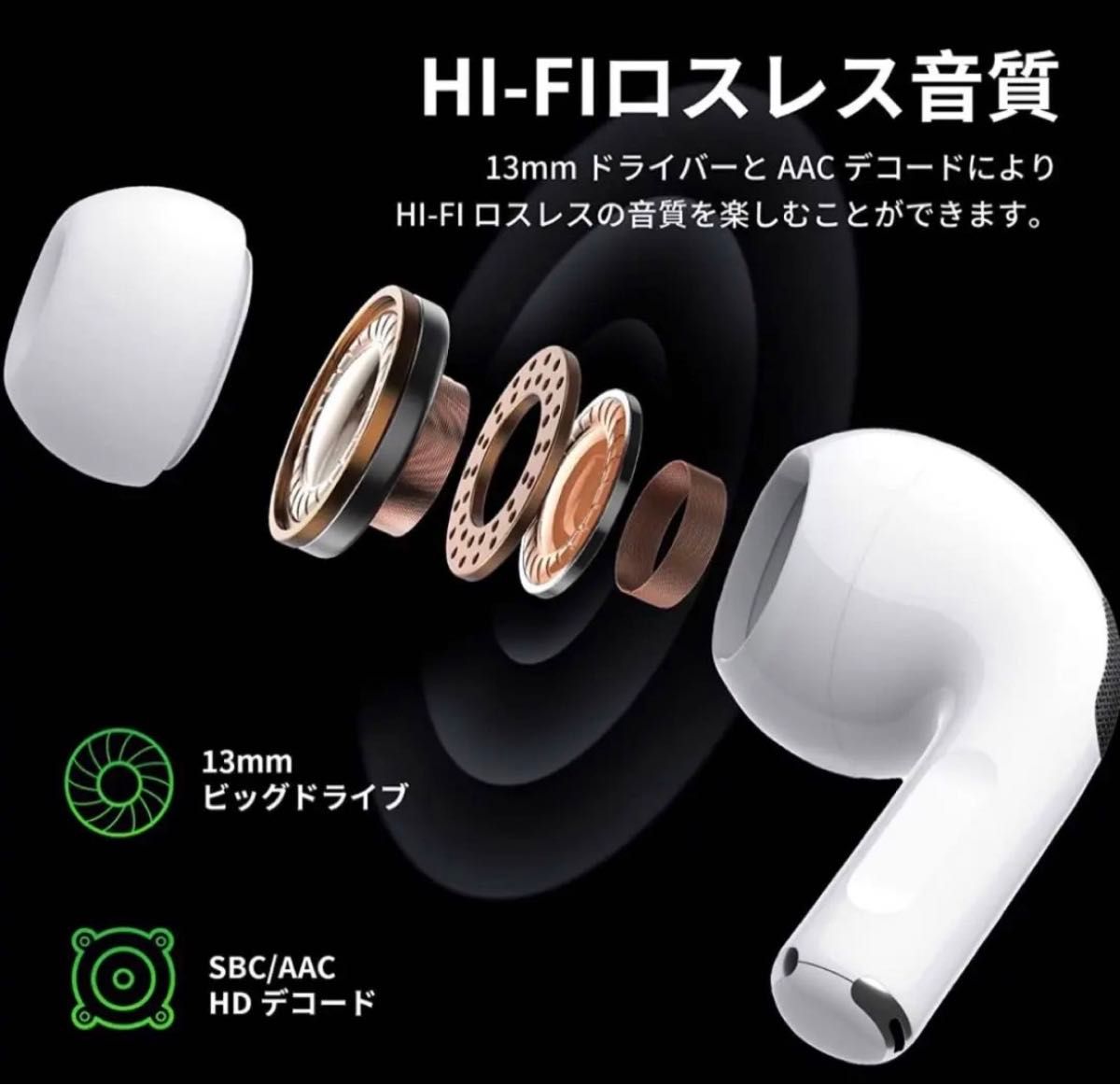 Airpods pro 互換品 ワイヤレスイヤホン イヤホン Bluetooth 高音質 HiFi 同モデル 最新