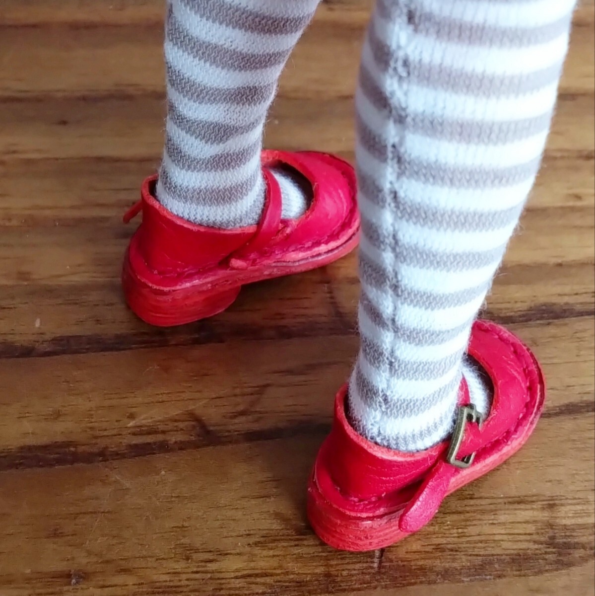  ручная работа натуральная кожа кукла обувь красный красный туфли с ремешками толщина низ туфли-лодочки чистый колено moS Licca-chan Blythe Blythe