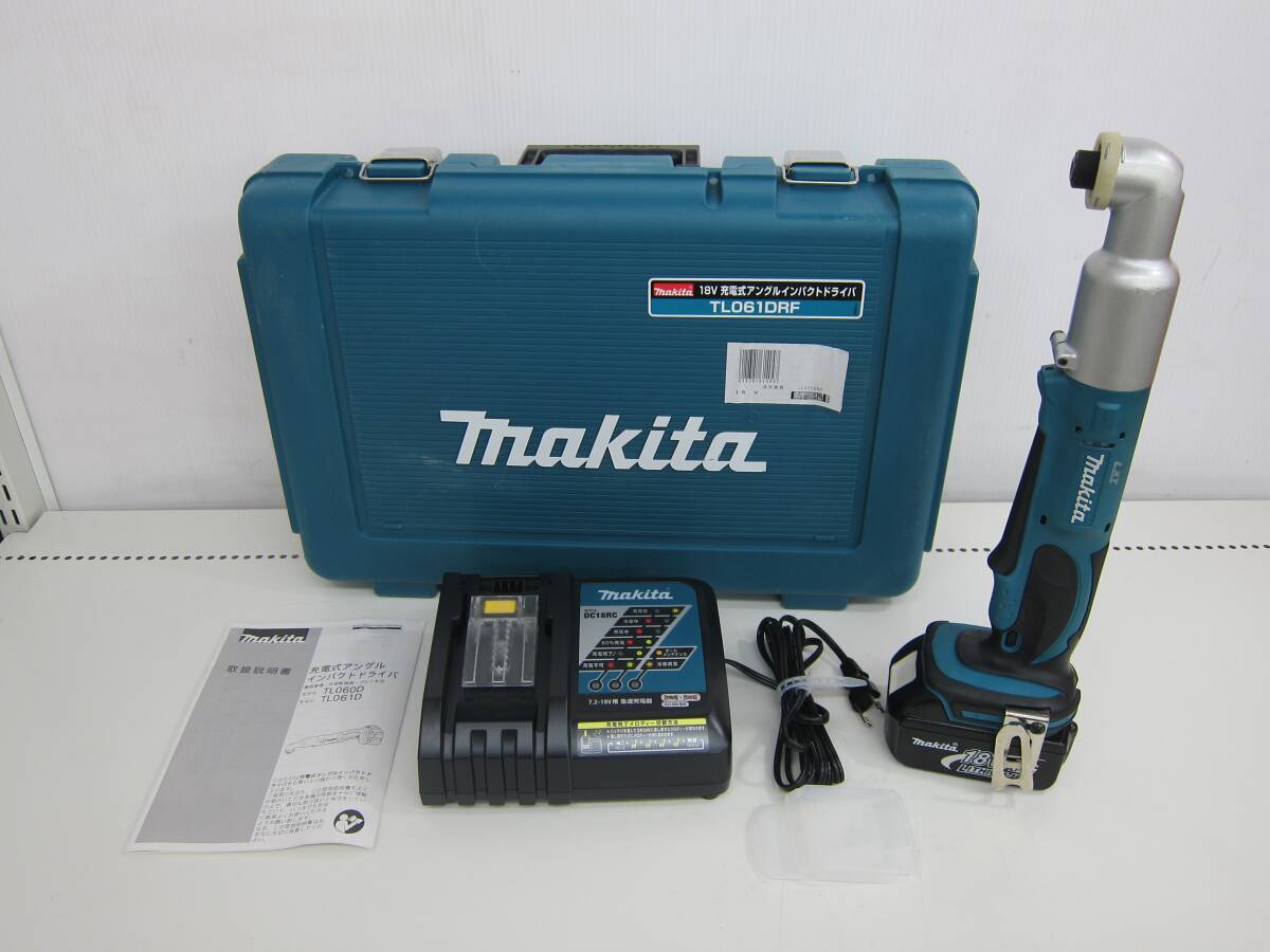 中古品 makita マキタ 充電式アングルインパクトドライバ TL061DRF 18V 3.0Ah バッテリー 充電器 ケース付の画像2