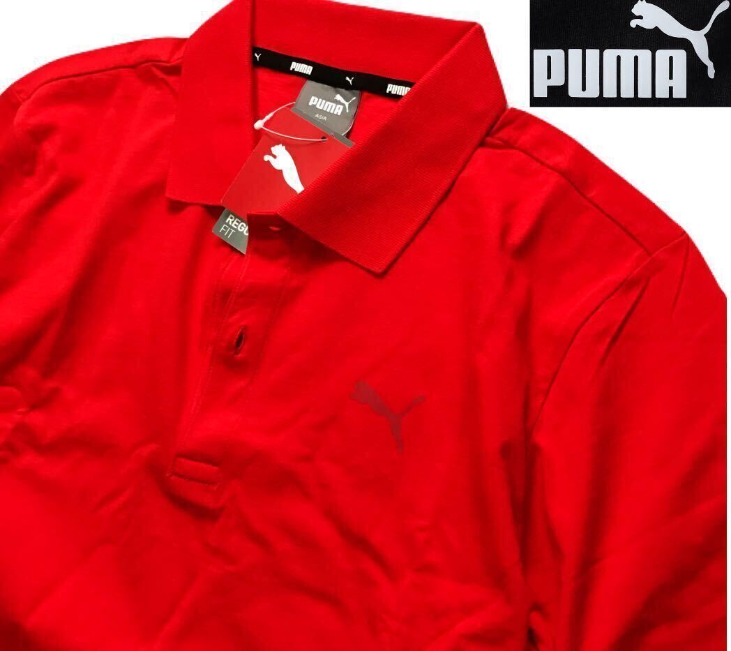新品【メンズL】プーマゴルフ PUMA コットンポロシャツ　半袖 ゴルフ レッド タグ付き_画像1