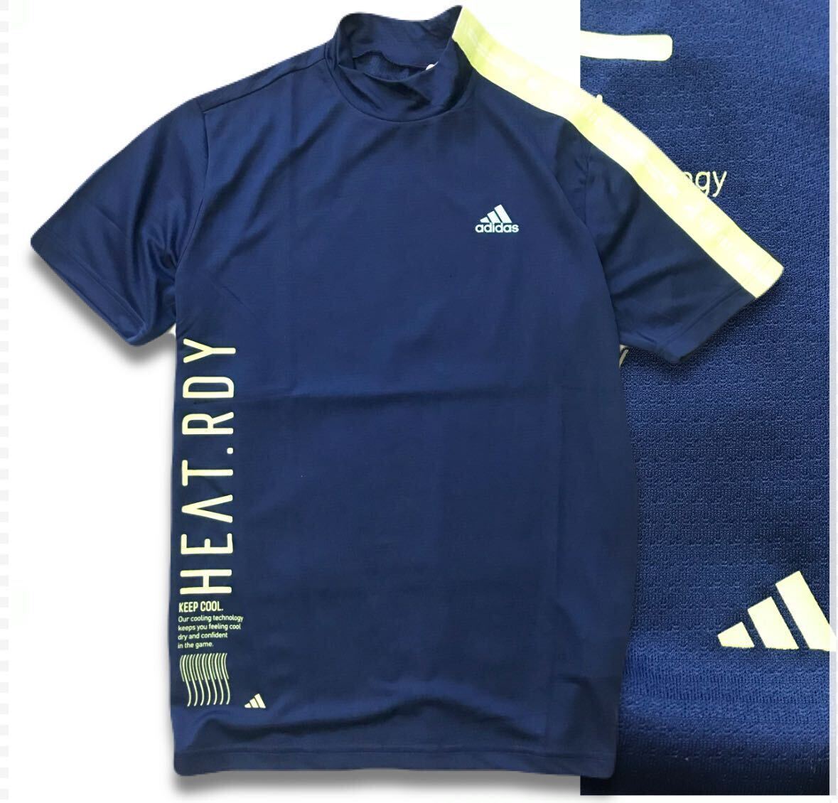 VS217 новый товар [ мужской XXL(XO)] темно-синий adidas GOLF Adidas Golf большой Logo короткий рукав mok шея рубашка одежда для гольфа (0)(0)(0)