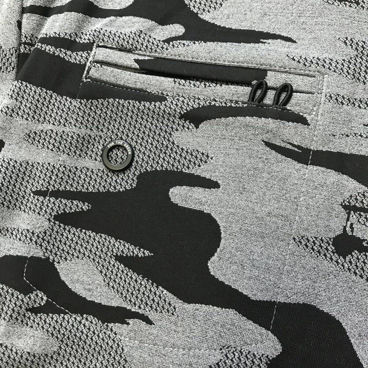 ◆H636新品【メンズL】迷彩グレー アディダス ゴルフ カモフラージュプリント 吸汗速乾 半袖モックネックシャツの画像3