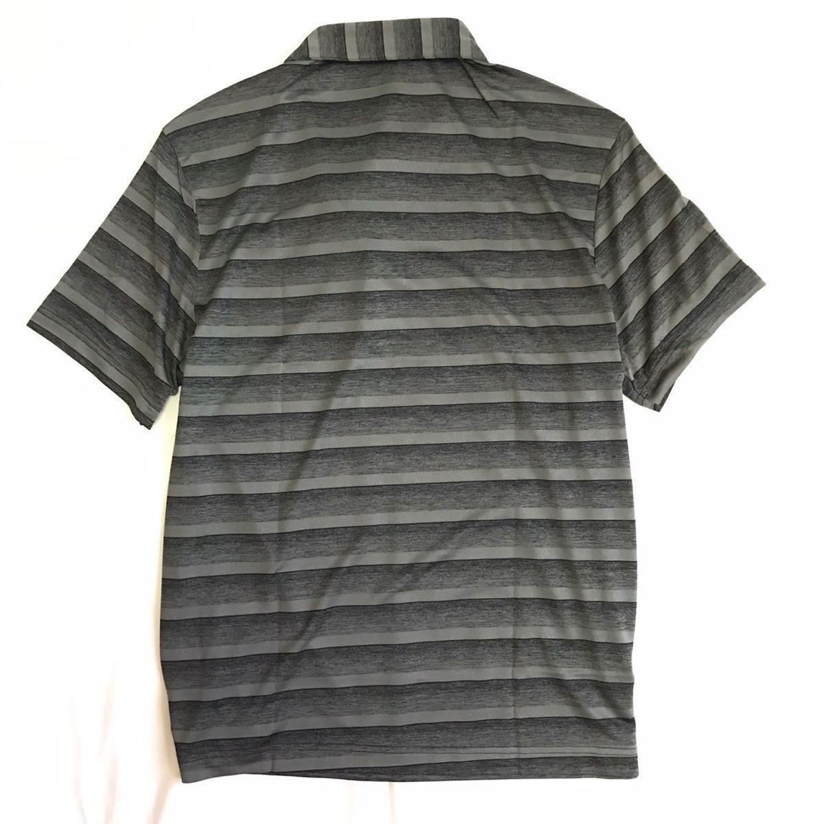 *H339 новый товар [ мужской L] черный adidas Adidas Golf одежда градация окантовка рубашка с коротким рукавом общий рисунок принт .... ткань 