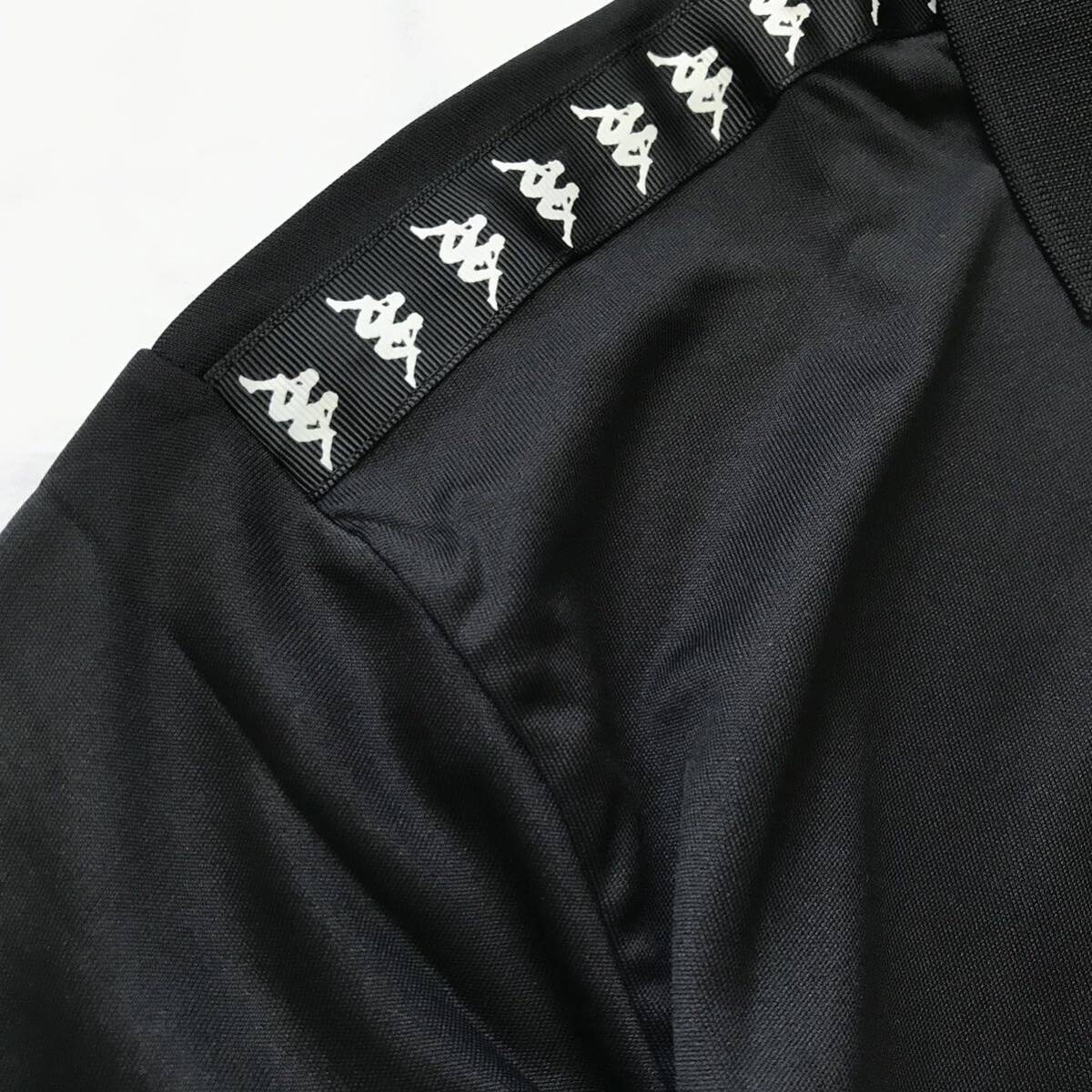 *H633 новый товар [ мужской LL(XL)] чёрный [Kappa GOLF] Kappa Golf . пот скорость . антибактериальный дезодорация Logo линия стрейч рубашка-поло с коротким рукавом (0)