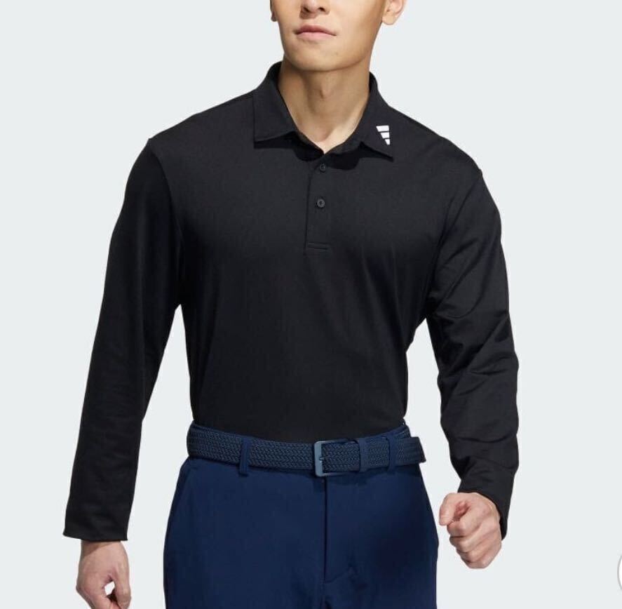 *M187 новый товар [ мужской XL] чёрный Adidas Golf обратная сторона ворсистый кнопка down рубашка-поло длинный рукав adidas GOLF Golf одежда высокое качество ткань 