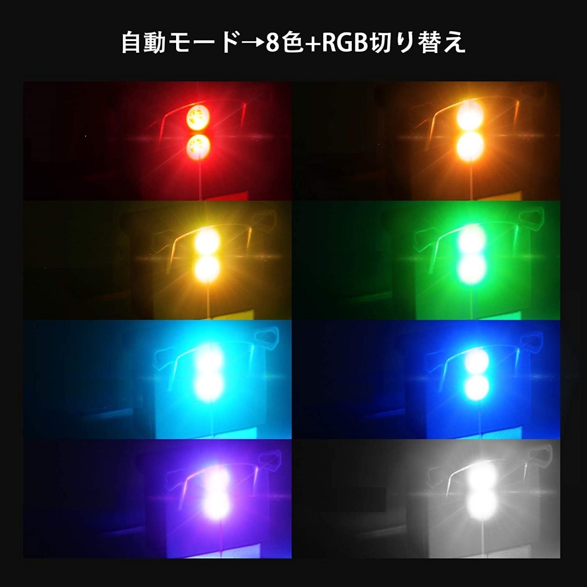 USBライト 雰囲気ライト 車内ライト 自動車内装 ミニUSB 雰囲気ランプ ダブルLED 日本語説明書付 8色切替 RGB_画像3