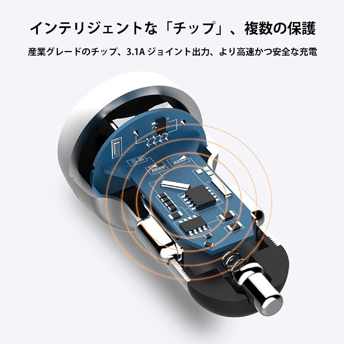 PD＋USB シガーソケット 2口 車載充電器 カーチャージャー スマホiPhone車内充電器 電圧計 LED表示の画像5