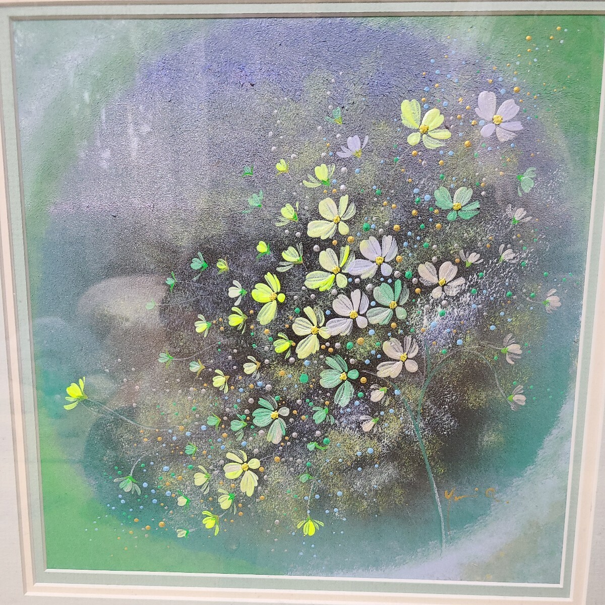 真作 あらきゆみ 荒木由美 コスモス 画家 肉筆原画 裏にも 父 真作 あらきゆみ 荒木由美 コスモス 画家 肉筆原画 裏にも 父