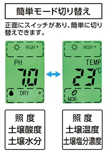 シンワ デジタル土壌酸度計 A-2 大文字 72730 バックライト機能付 測定対象:土壌酸度・土壌温度・土壌塩分濃度・土壌水分・照度 。_画像3