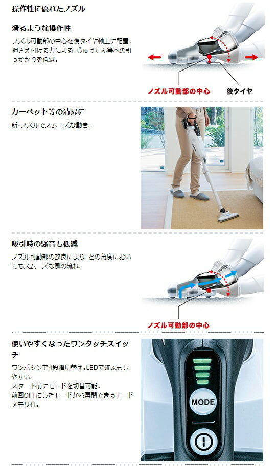 在庫 マキタ 充電式クリーナ CL284FDZW(白)+バッテリBL1860B+充電器DC18RF付 18V対応 makita オリジナルセット品_画像3