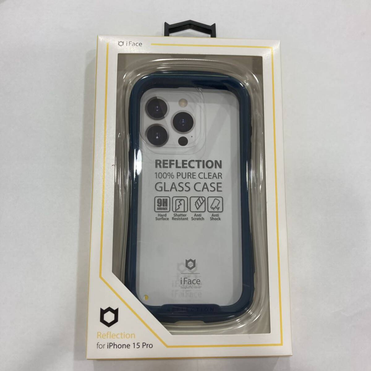 TA★1円～ 未使用 未開封 iFace iPhone 15 Pro ケース Reflection case ネイビー ガラス 9H_画像1