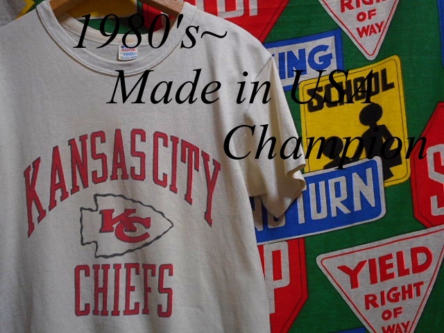 ★珍しいボディーカラー★Made in USA製アメリカ製Championチャンピオンビンテージ染み込みカレッジプリントTシャツ80s80年代トリコタグM白_♪1980s~ Champion♪