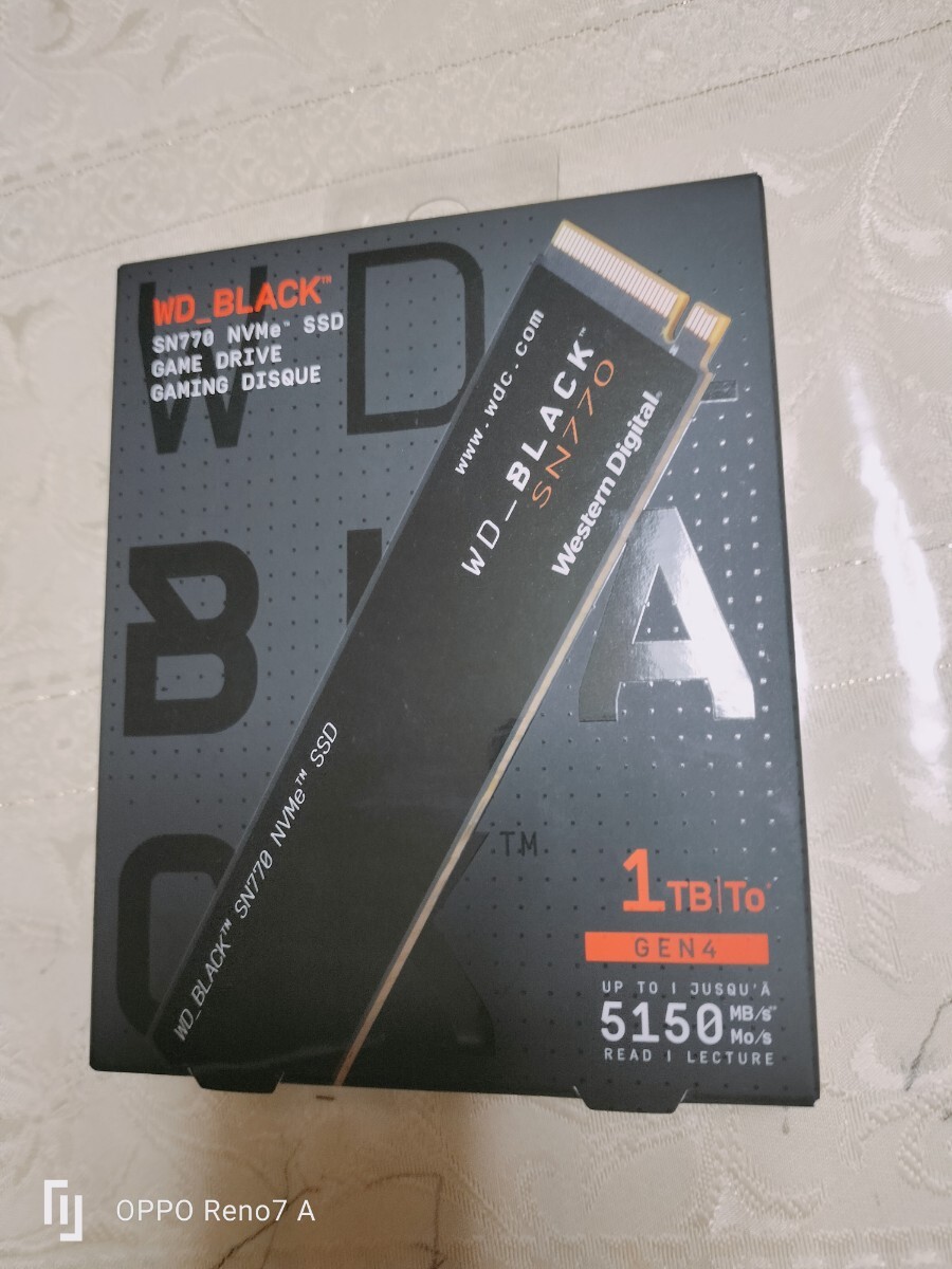 開封未使用 ウエスタンデジタル 内蔵SSD 1TB WD Black SN770 ゲーム向け PCIe Gen4 M.2-2280 NVMe WDS100T3X0E-ECの画像1