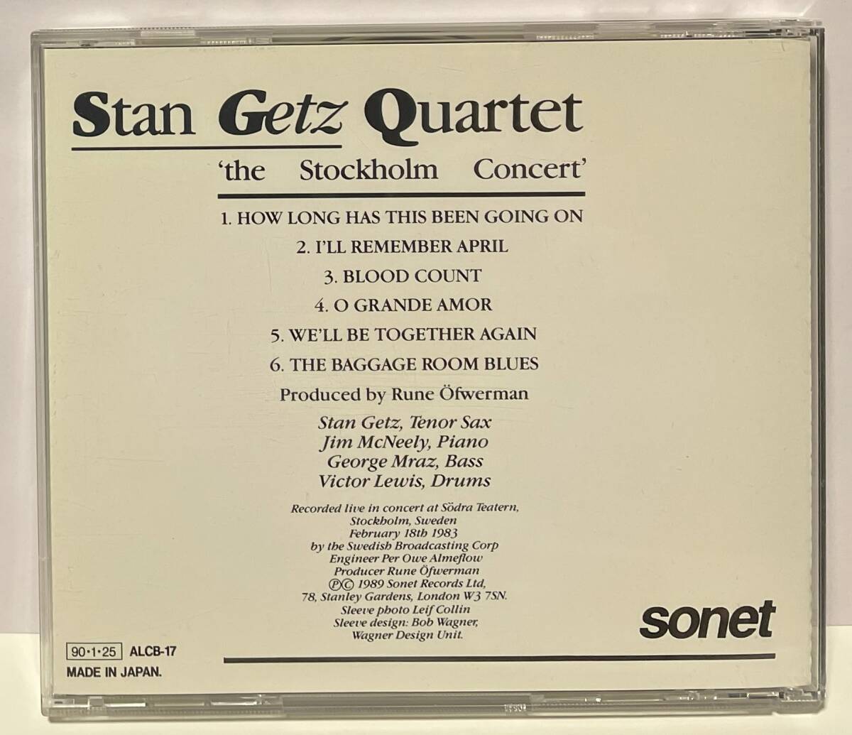 [ブックレット難あり!/盤:綺麗][1990年/日本盤][1983年LIVE] スタンゲッツ ストックホルムコンサート [ STAN GETZ / STOCKHOLM CONCERT ]_画像2