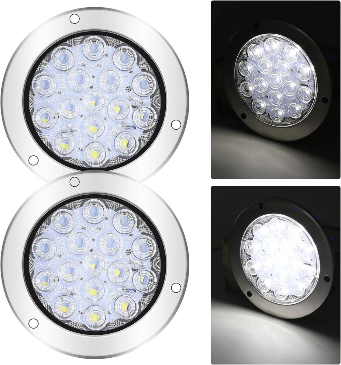 2個セット　円形　LED　トレーラー　テールライト　トラック　16 LED　停止ブレーキ　回転　RV (ホワイト)_画像1