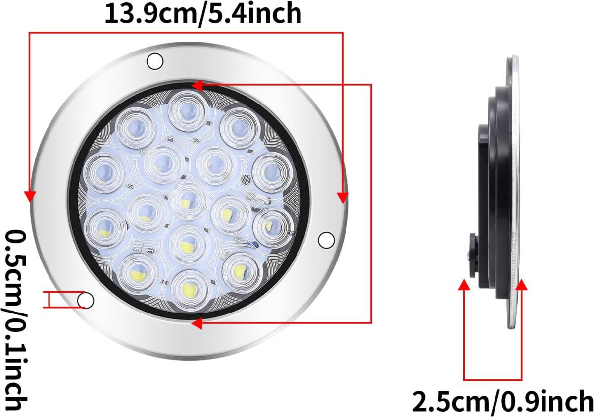 2個セット　円形　LED　トレーラー　テールライト　トラック　16 LED　停止ブレーキ　回転　RV (ホワイト)_画像2