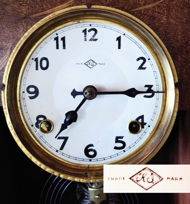 〈完動品〉今津菊次郎時計店菱ＫＩ印　宮型ゼンマイ振り子時計　ボンボン時計古時計
