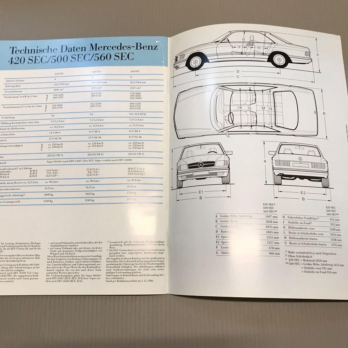 美品！Mercedes-Benz メルセデスベンツ C126 後期 1990年頃 560SEC,500SEC,420SEC 厚口カタログ 本国版 Sクラス W126 希少!_画像6