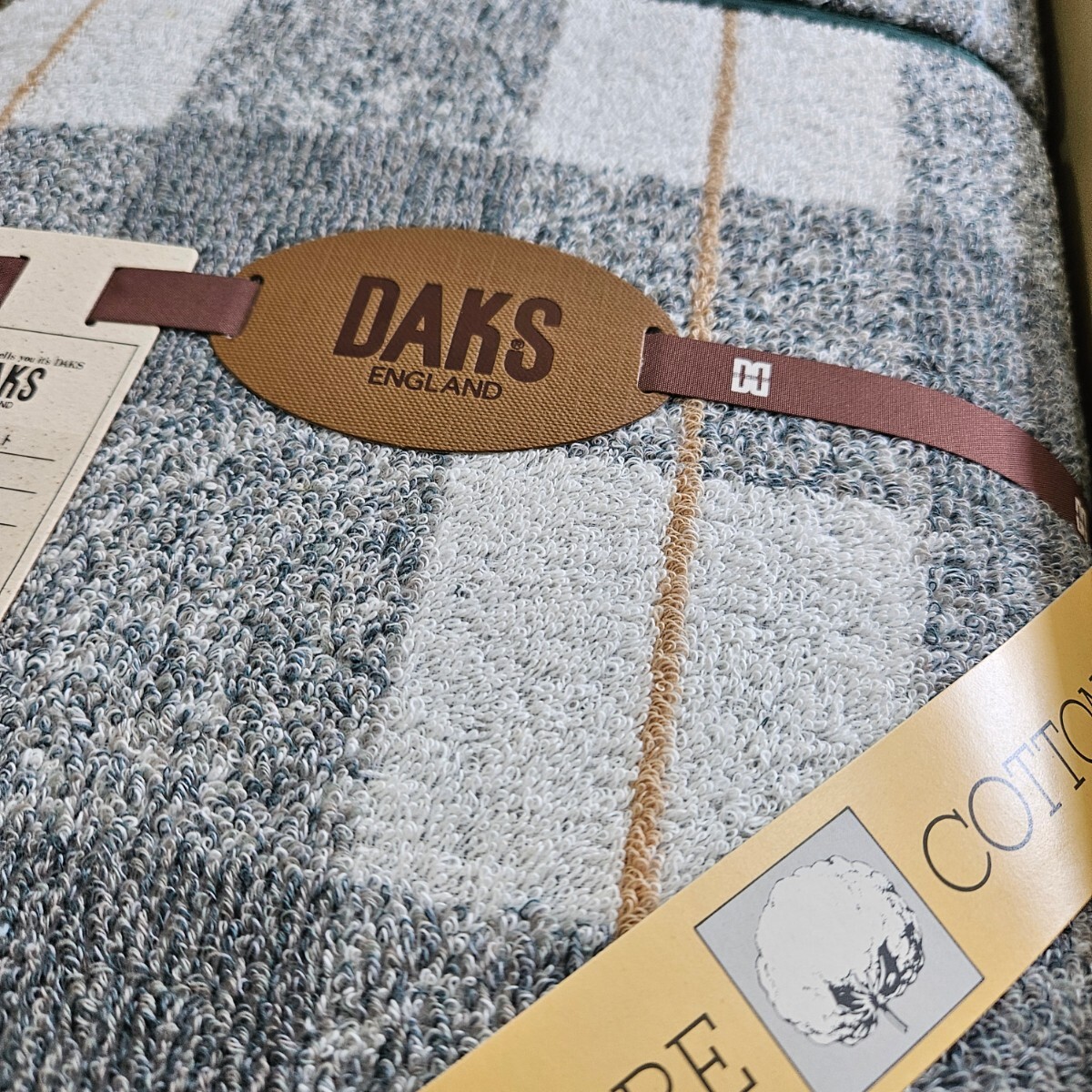 【未使用】DAKS　タオルケット　140×190　寝具　グリーン　綿　コレクション_画像3