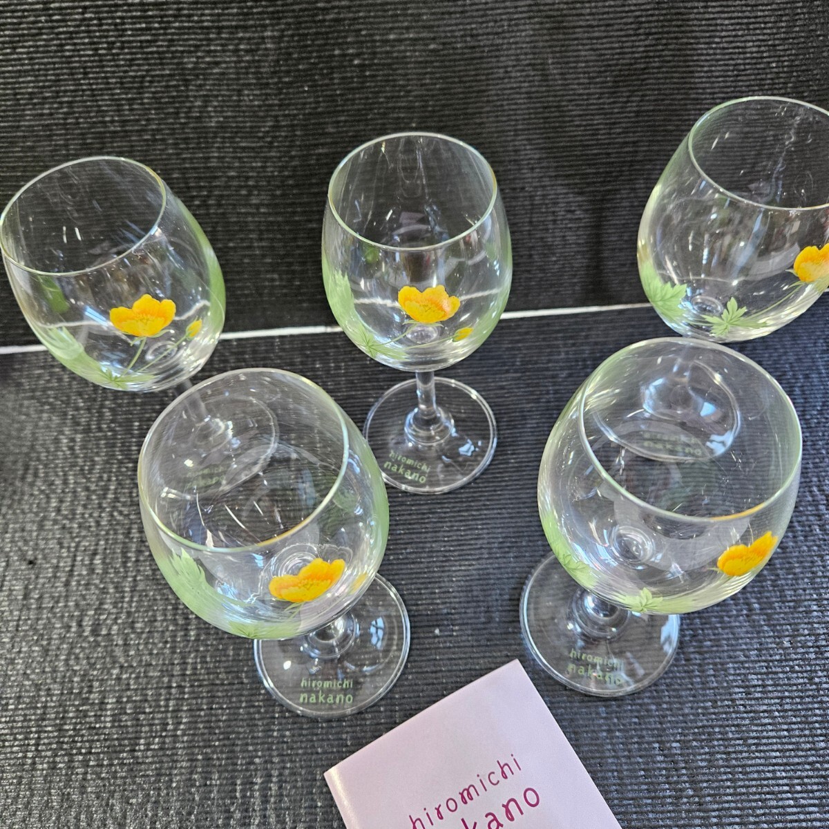【未使用】hiromichi　nakano　ワイングラス　グラス　5個セット　花柄　食器　コレクション_画像3
