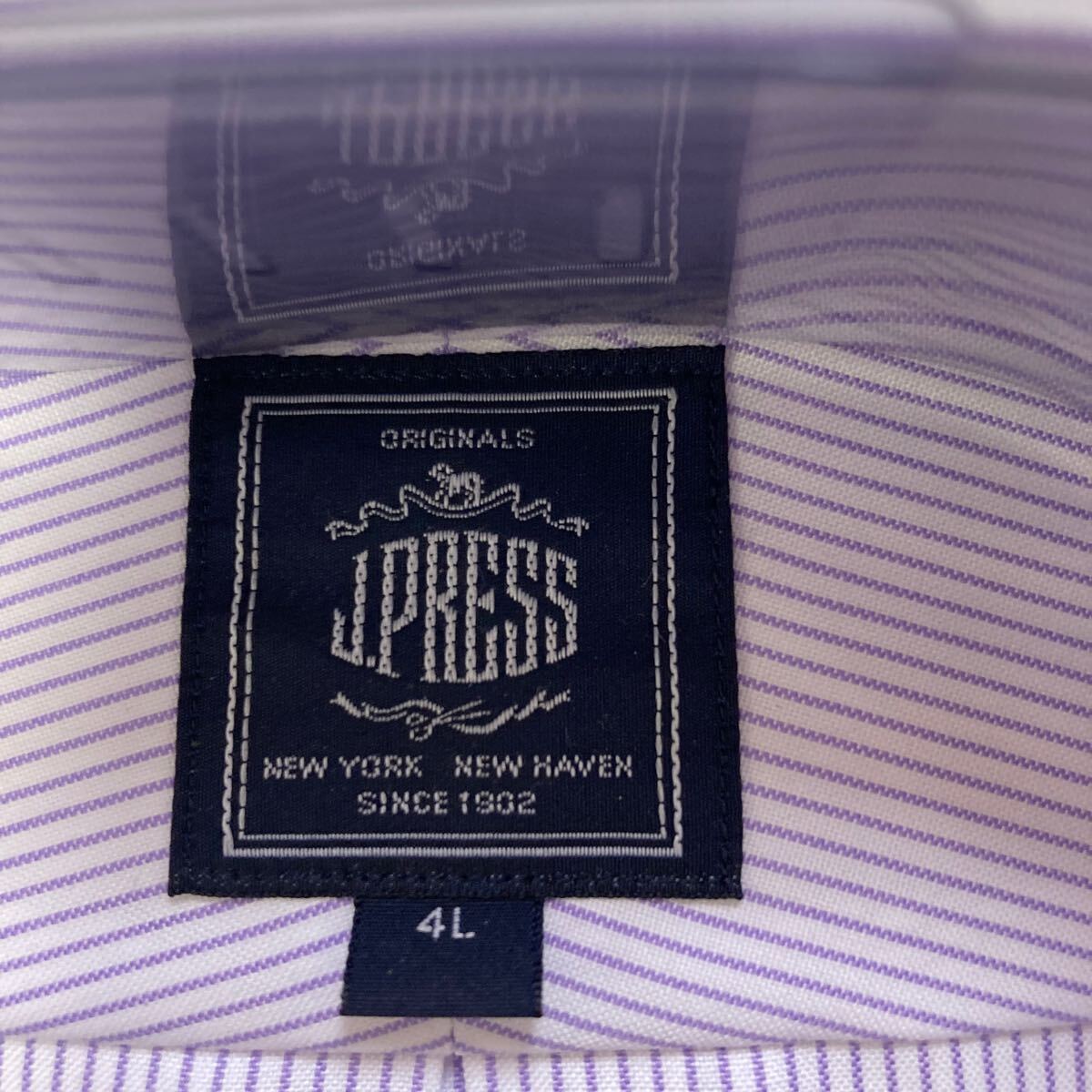 新品JPRESS オンワード　半袖ボタンダウン ストライプシャツ大きいサイズ4L日本製 定価14300_画像2